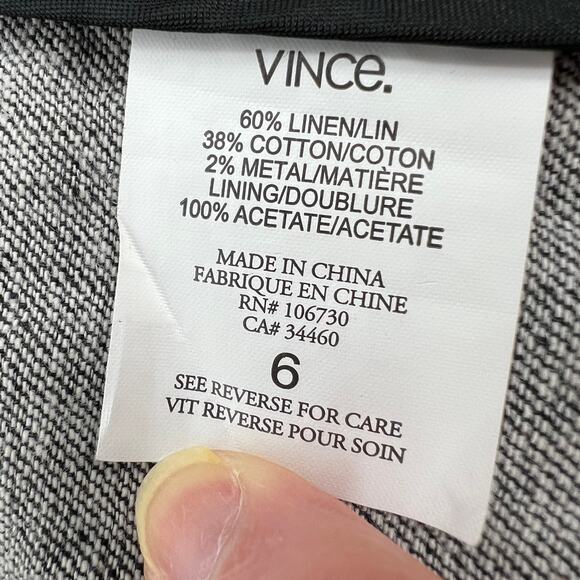Vince Linen Blend Jacket Womens Size 6 Gray One Button Notch Lapel Collar Blazer - Picture 8 of 11